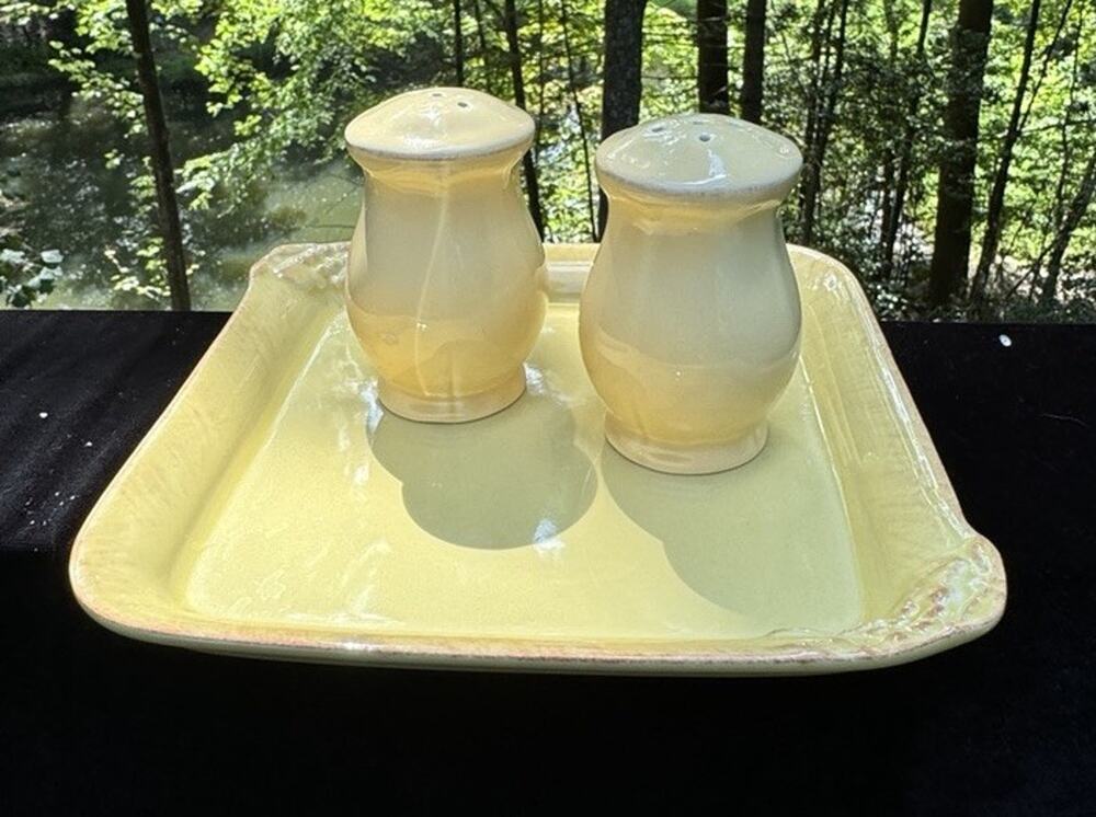 Casa Stone Casafina Madeira Harvest Tray & Salt And Pepper In Dijon Gold -S1